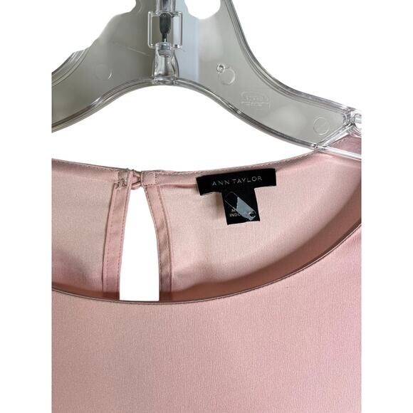 Ann Taylor Blouse Women Medium Pink Puff Ruffled Long Sleeves Classy Classic Top - Picture 2 of 10